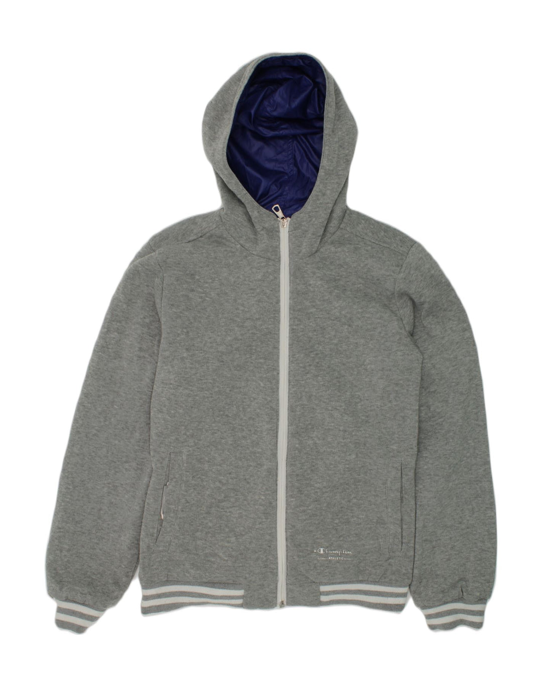 CHAMPION Girls Hooded Reversible Jacket 13-14 Years XL Grey Cotton | Vintage Champion | Thrift | Second-Hand Champion | Used Clothing | Messina Hembry 