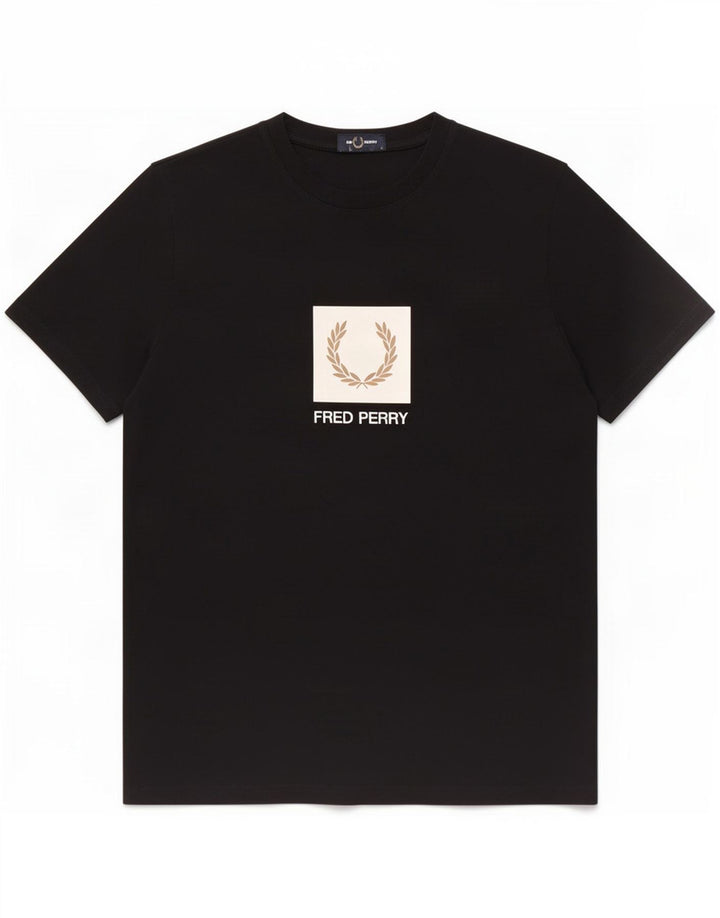 Мужская футболка с рисунком Fred Perry, средний черный хлопок