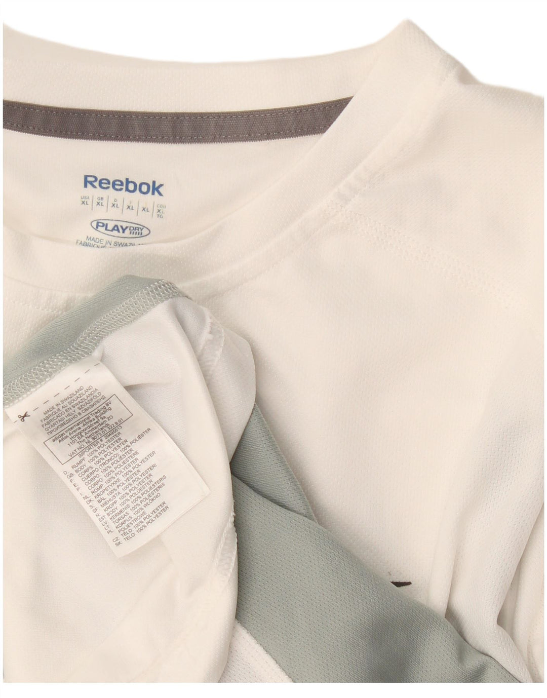 Мужская футболка с рисунком Reebok, верх XL, белый полиэстер с цветными блоками