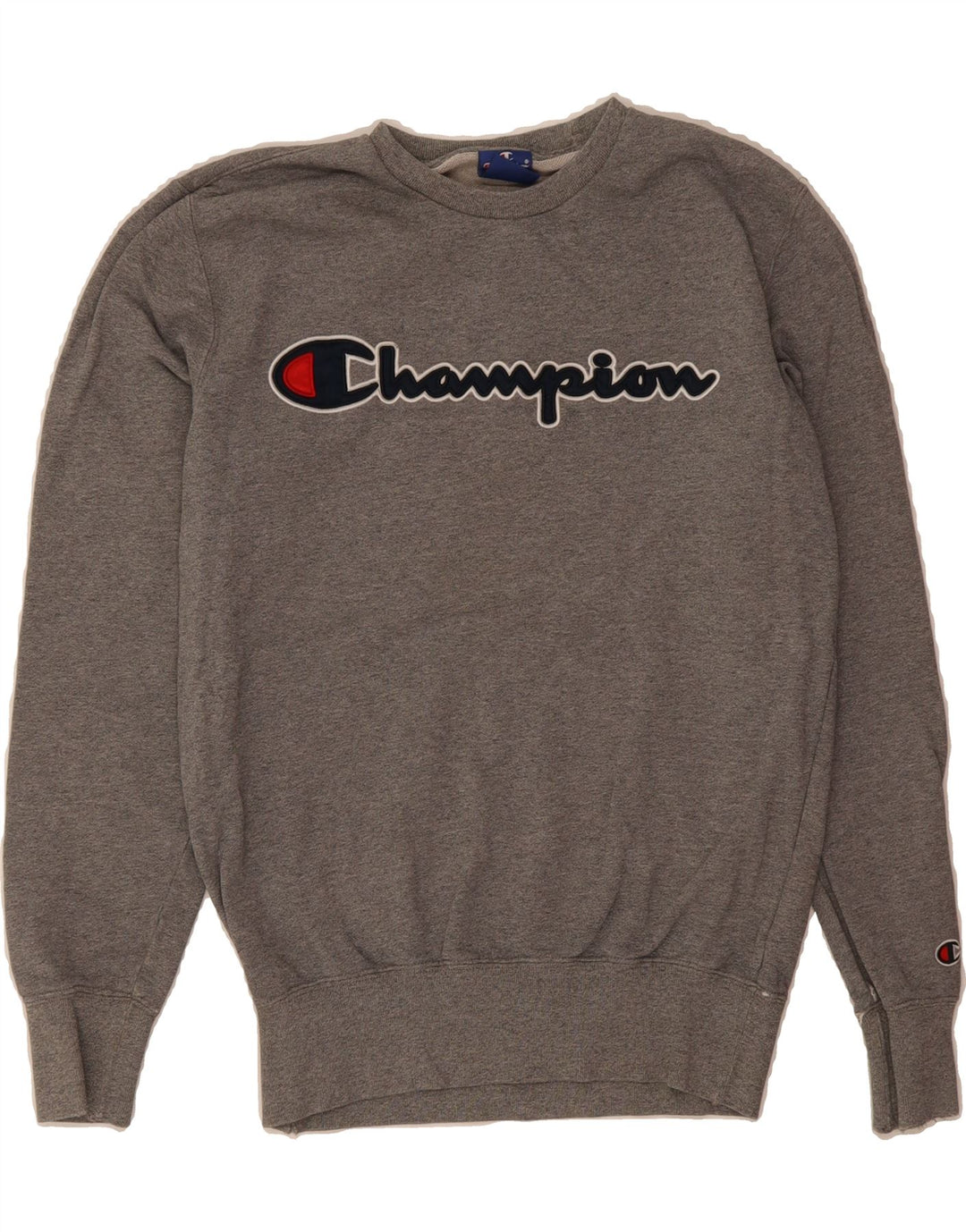 CHAMPION Mens Graphic Sweatshirt Jumper Small Grey Flecked Cotton Vintage Champion and Second-Hand Champion from Messina Hembry 