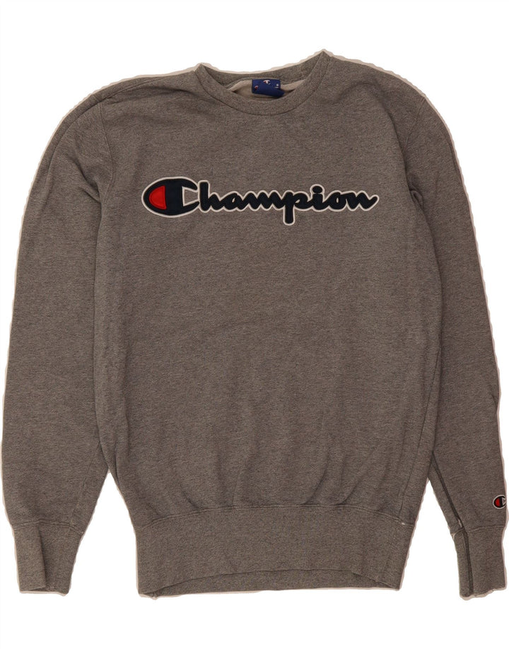 CHAMPION Mens Graphic Sweatshirt Jumper Small Grey Flecked Cotton Vintage Champion and Second-Hand Champion from Messina Hembry 