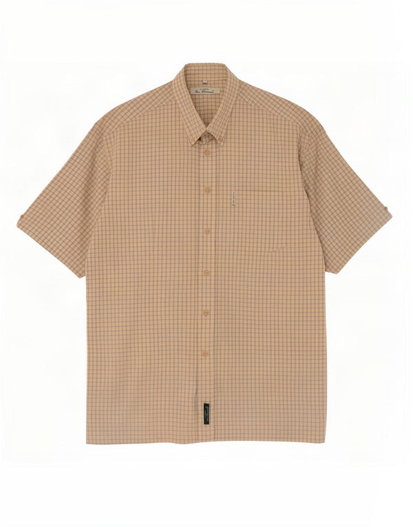 Мужская рубашка с коротким рукавом Ben Sherman, хлопковая клетка среднего бежевого цвета в мелкую клетку