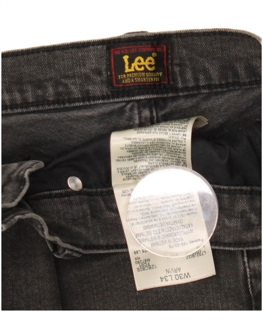 Мужские джинсы Lee Arvin Slim W30 L34, черный хлопок