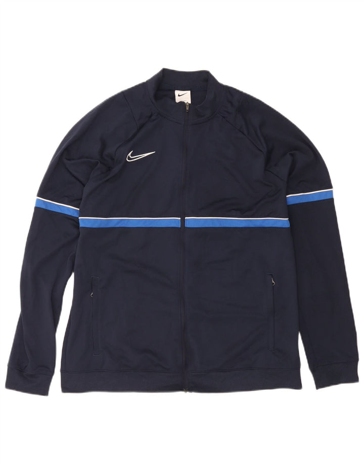 Мужская спортивная куртка Nike Dri Fit XL, темно-синяя, полиэстер с цветными блоками