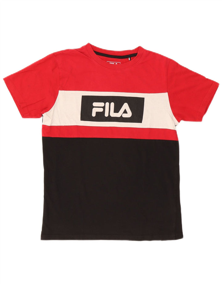 Мужская футболка Fila с графическим рисунком, маленький разноцветный хлопок с цветными блоками