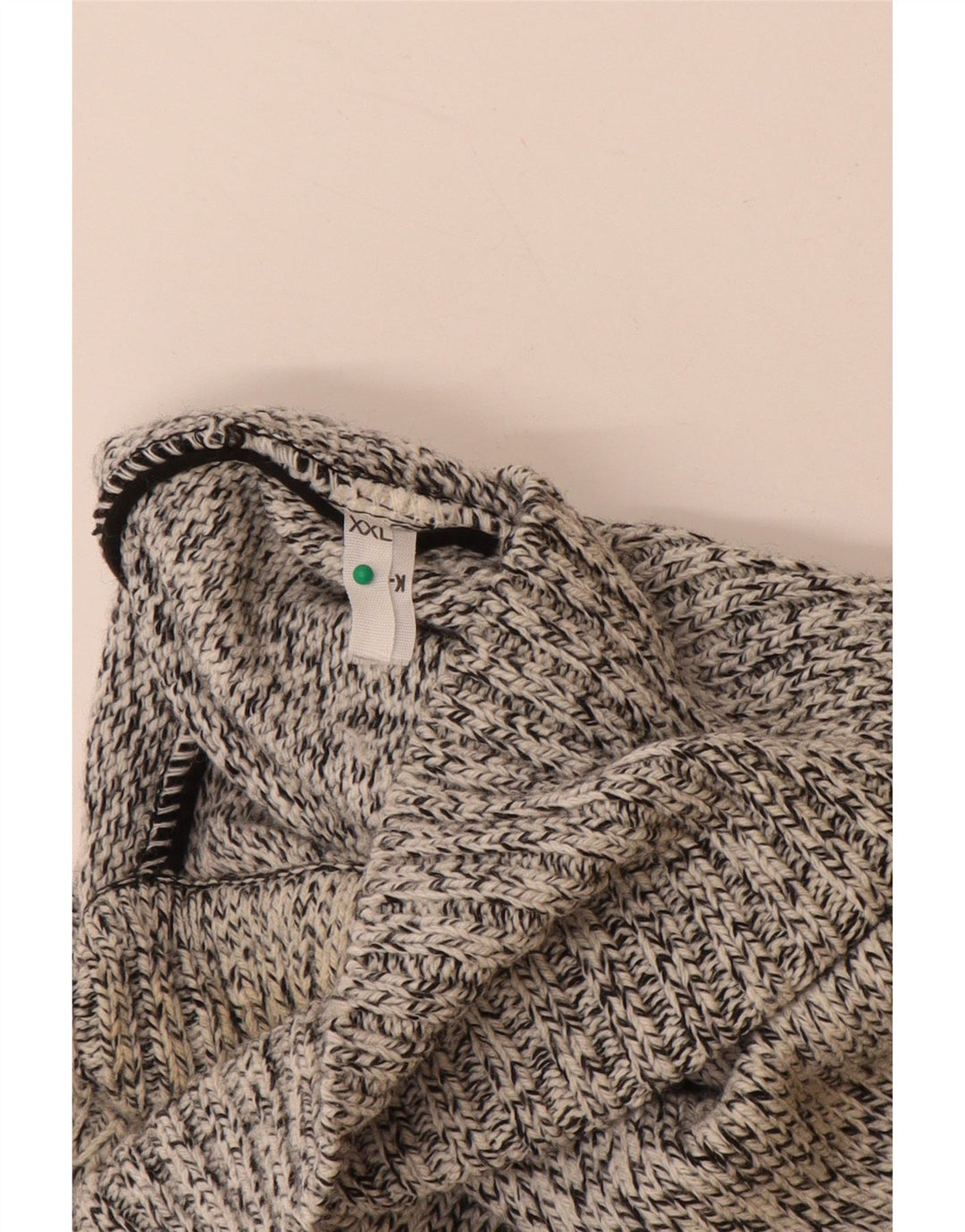 Мужской свитер VINTAGE с высоким воротником 2XL, серый акрил с жаккардовым узором