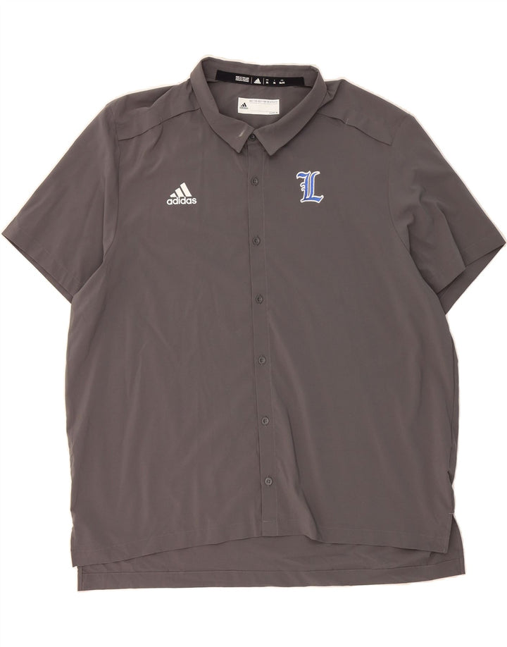 ADIDAS Mens Graphic Short Sleeve Shirt 2XL Grey Polyester Vintage Adidas and Second-Hand Adidas from Messina Hembry 
