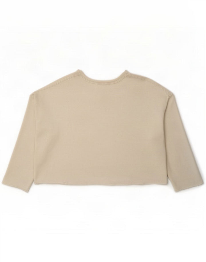 Zara Женский укороченный топ оверсайз с рукавом 3/4 UK 14 Средний Белый