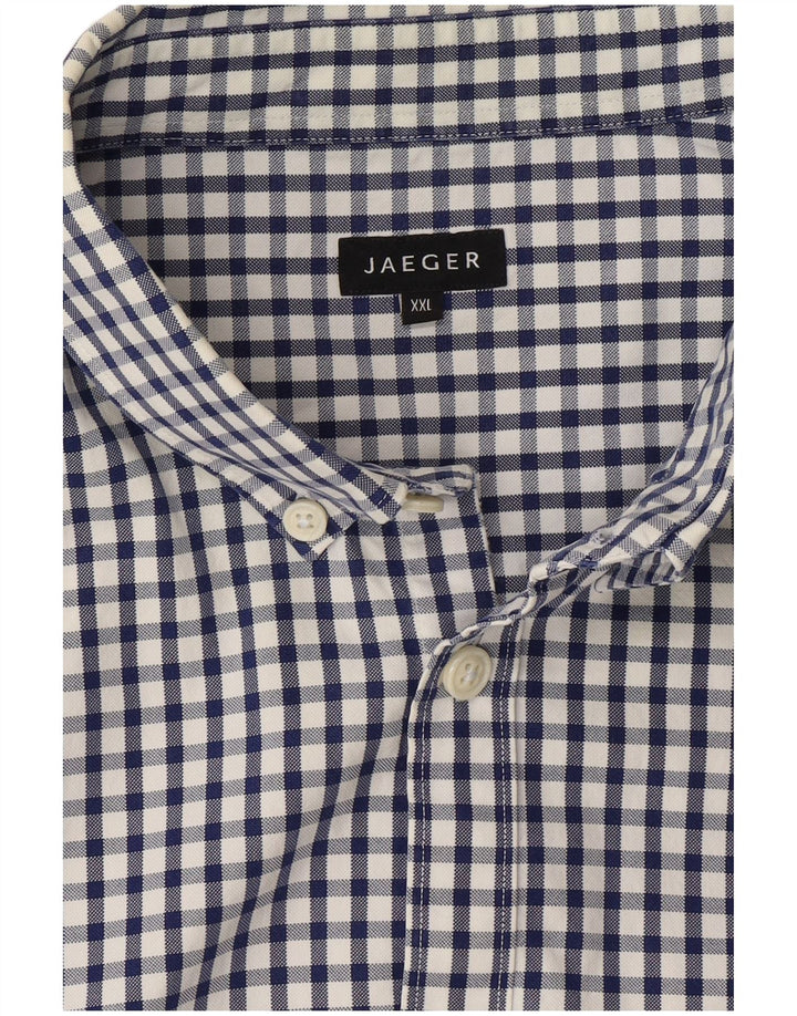 JAEGER Mens Flannel Shirt 2XL Navy Blue Gingham Vintage Jaeger and Second-Hand Jaeger from Messina Hembry 