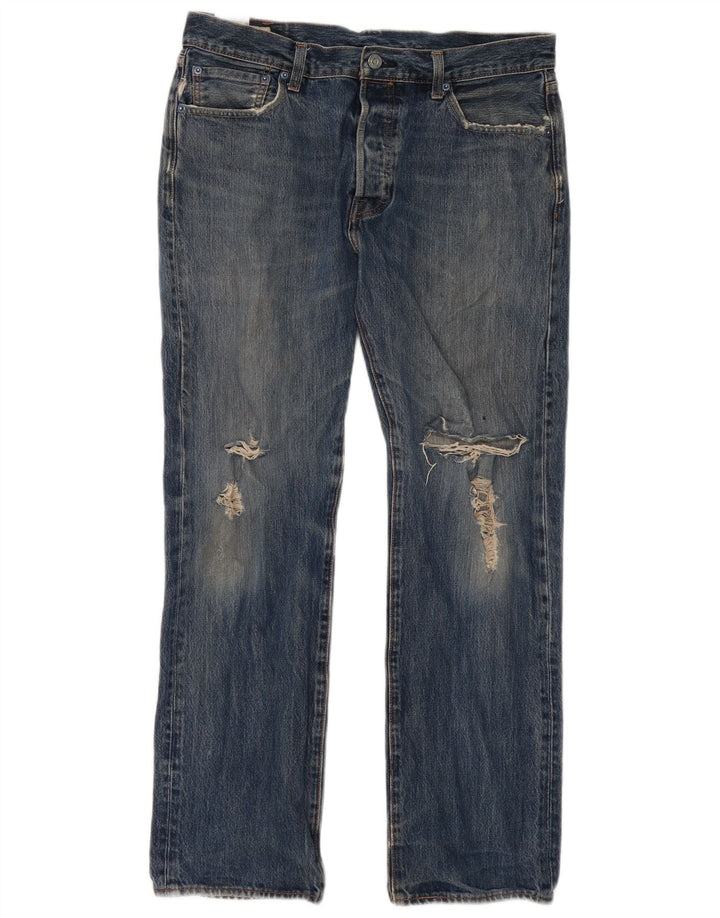 Мужские потертые прямые джинсы Levi's W34 L32, синий хлопок