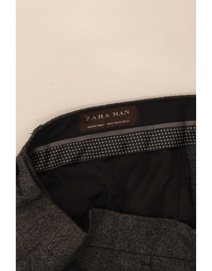 Мужские узкие костюмные брюки Zara EU 42, большие W32 L32, серый полиэстер