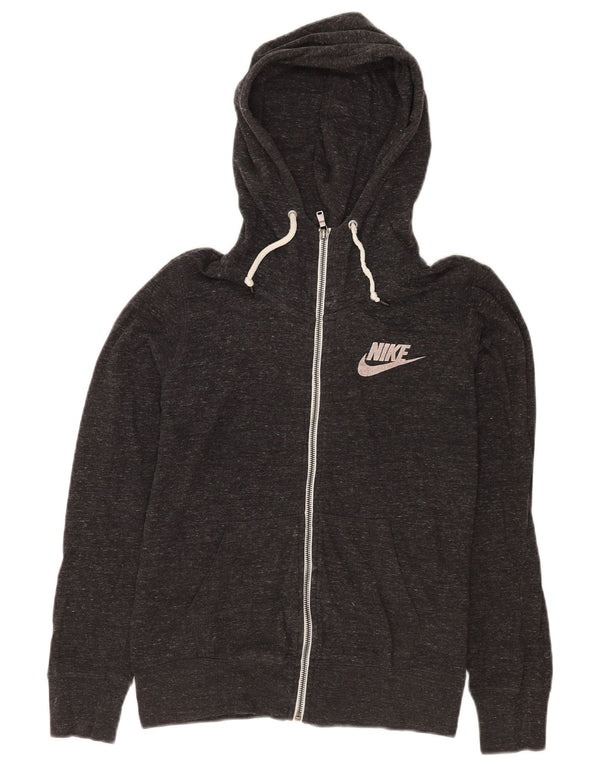 Женский свитер с капюшоном на молнии Nike UK 12, хлопковый средний серый цвет в крапинку