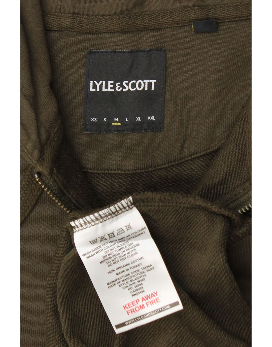 Мужской свитер с капюшоном на молнии Lyle & Scott, средний цвет, хаки, хлопок