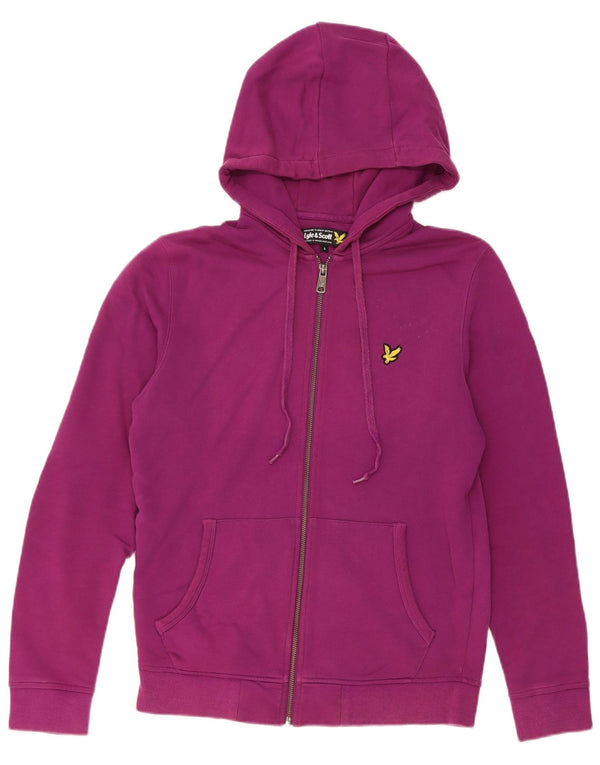 Женский свитер с капюшоном на молнии Lyle & Scott, размер UK 10, маленький, фиолетовый, хлопок