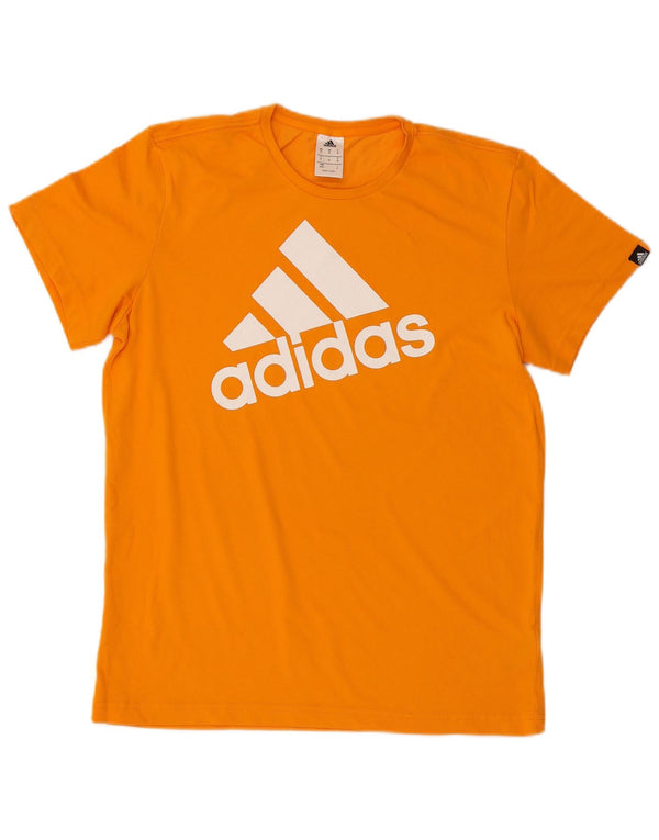 Adidas Mens Graphic T-Shirt Top Medium Orange Cotton