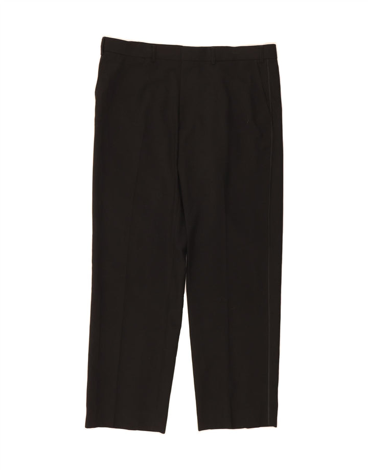 MARKS & SPENCER Mens Straight Chino Trousers W38 L31 Black Polyester Vintage Marks & Spencer and Second-Hand Marks & Spencer from Messina Hembry 