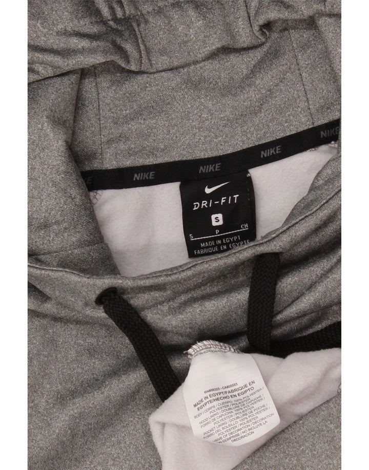 Мужской джемпер с капюшоном Nike Dri Fit, маленький серый полиэстер