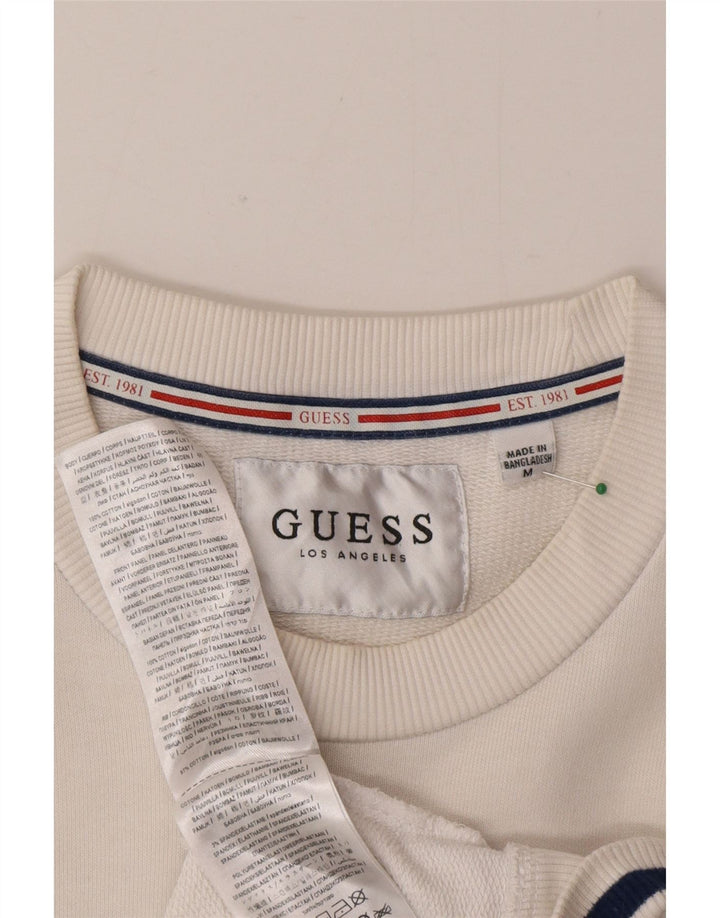 Мужской топ Guess с длинными рукавами и рисунком, средний белый цвет, хлопок с цветными блоками