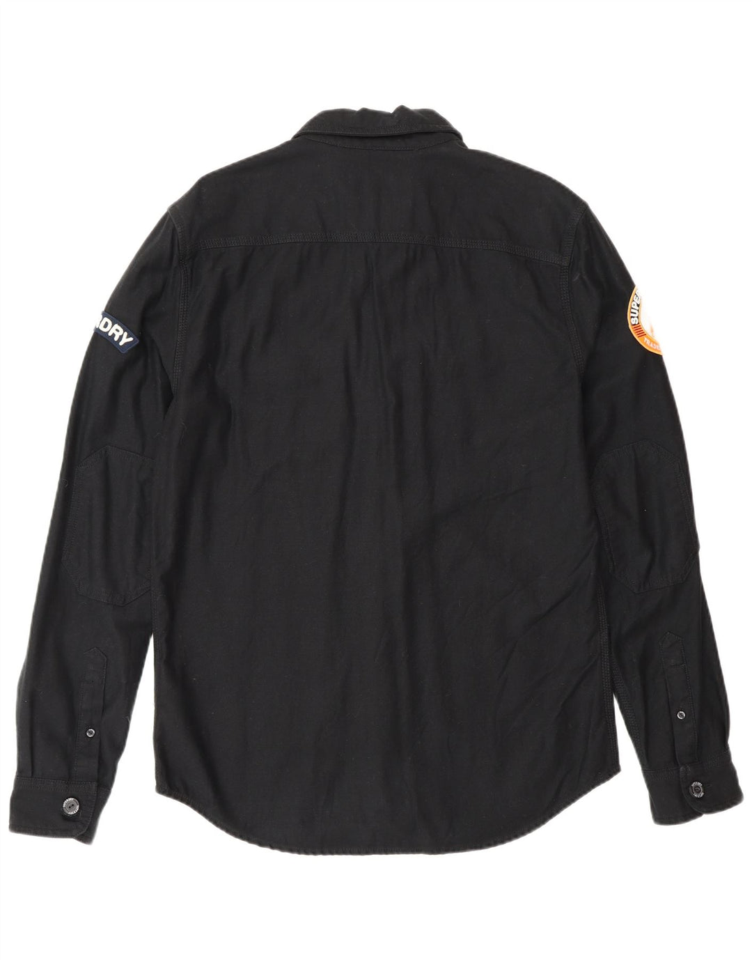 Мужская рубашка в стиле милитари Superdry, большая черная хлопковая рубашка