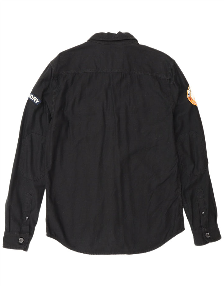 Мужская рубашка в стиле милитари Superdry, большая черная хлопковая рубашка