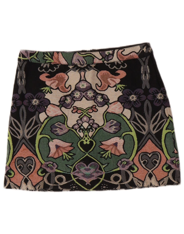 Женская мини-юбка Topshop UK 8, маленькая W28, разноцветный полиэстер с цветочным принтом