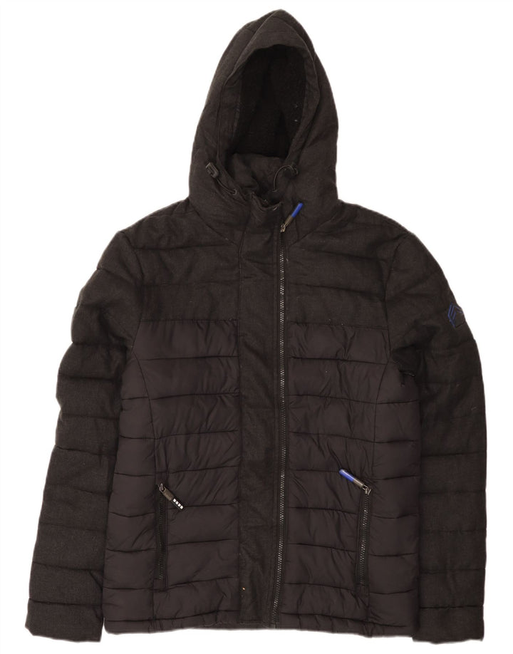 Мужская утепленная куртка с капюшоном Superdry UK 38, средний серый нейлон