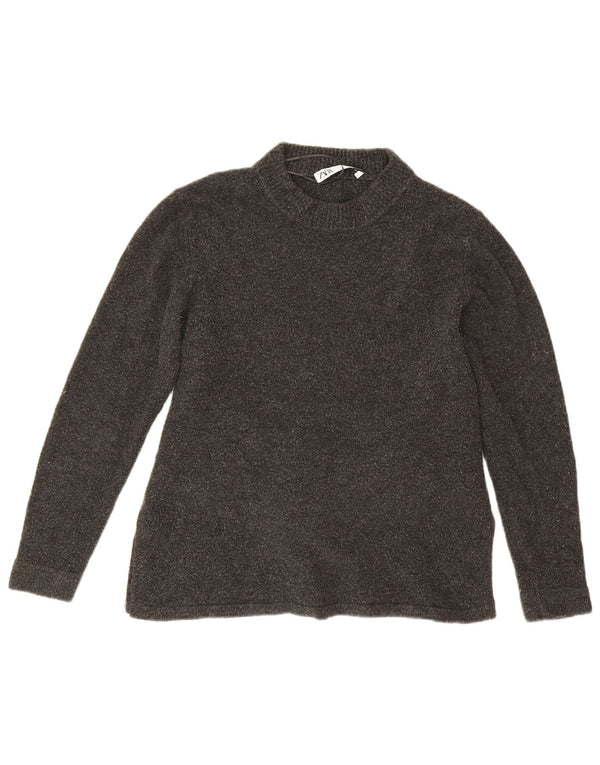 Женский джемпер с круглым вырезом Zara UK 14, средний серый цвет