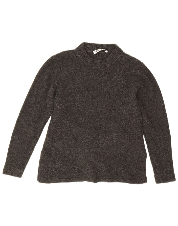 Женский джемпер с круглым вырезом Zara UK 14, средний серый цвет