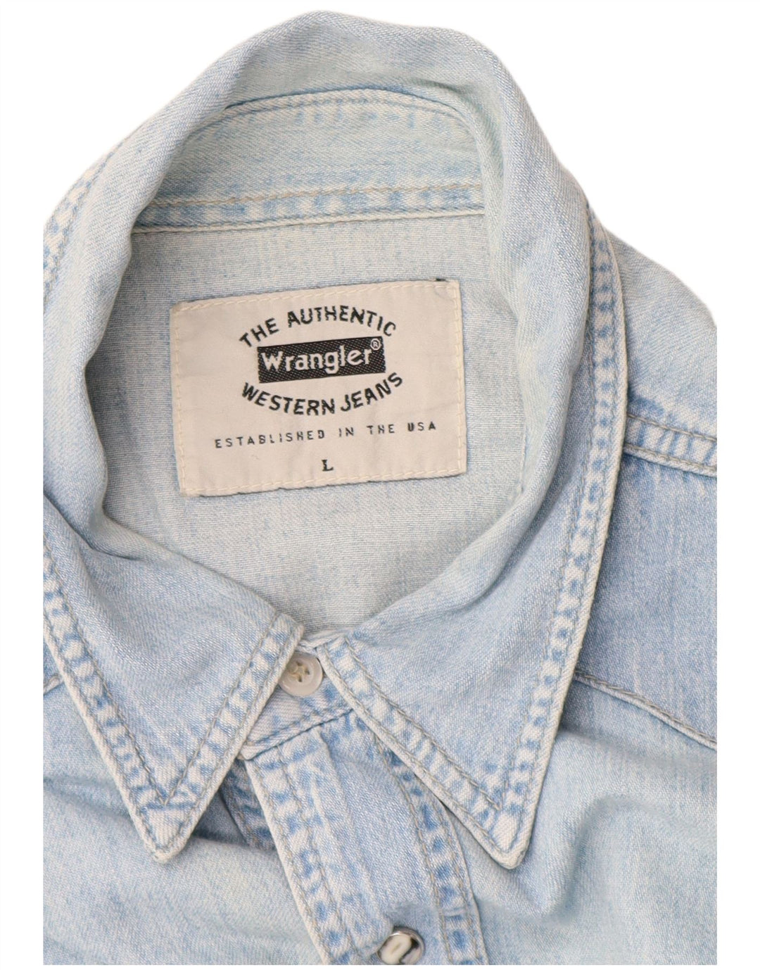 Мужская джинсовая рубашка Wrangler в стиле вестерн, большая синяя хлопковая ткань
