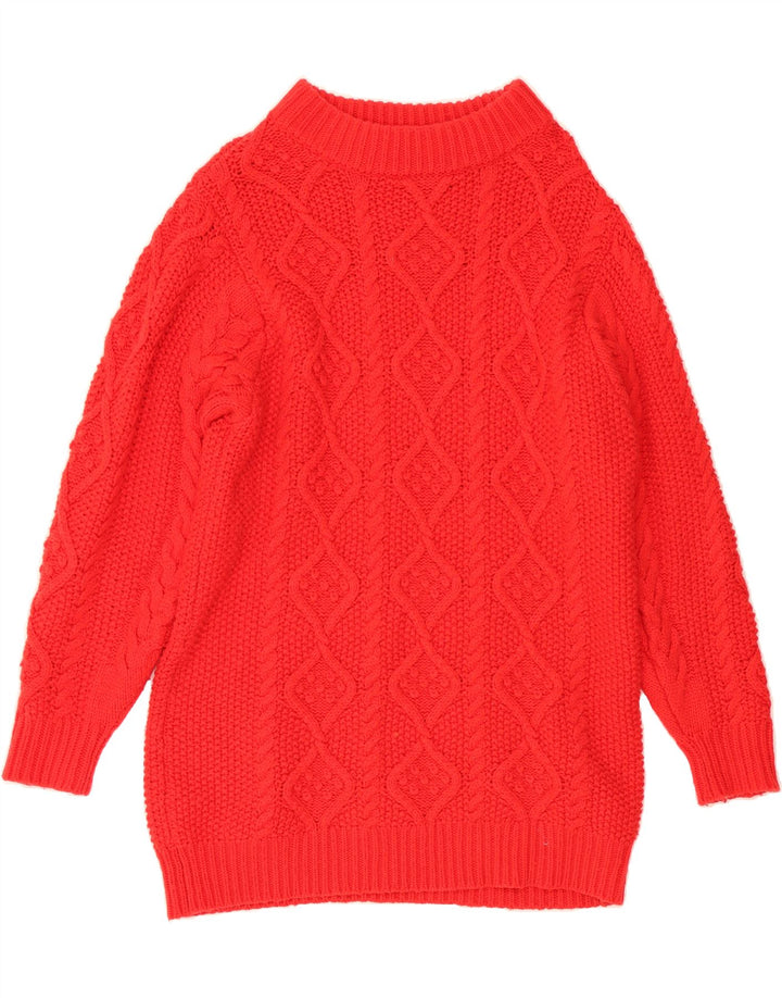 ZARA Womens Longline Crew Neck Jumper Sweater UK 12 Medium Red Nylon Vintage Zara and Second-Hand Zara from Messina Hembry 
