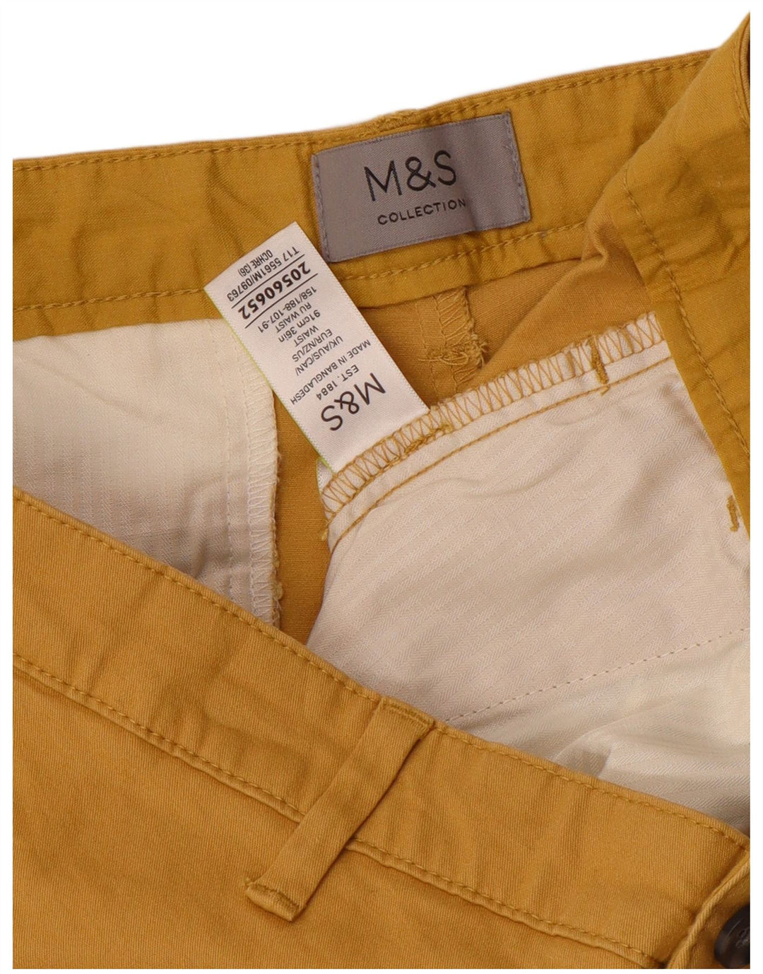 Мужские шорты-чиносы Marks & Spencer W36, большие желтые, хлопок