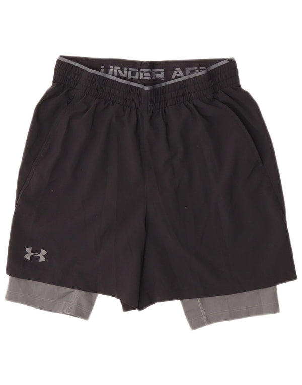 Женские спортивные шорты Under Armour Heat Gear UK 12, средние, черные, с цветными блоками