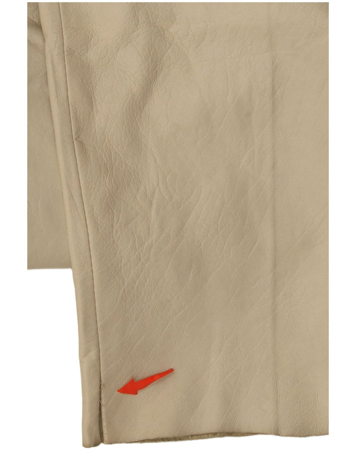 ВИНТАЖНЫЕ женские зауженные кожаные брюки W26 L30 Бежевые