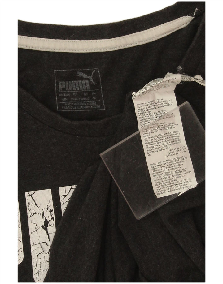 Мужская футболка с рисунком Puma, хлопковый топ среднего серого цвета