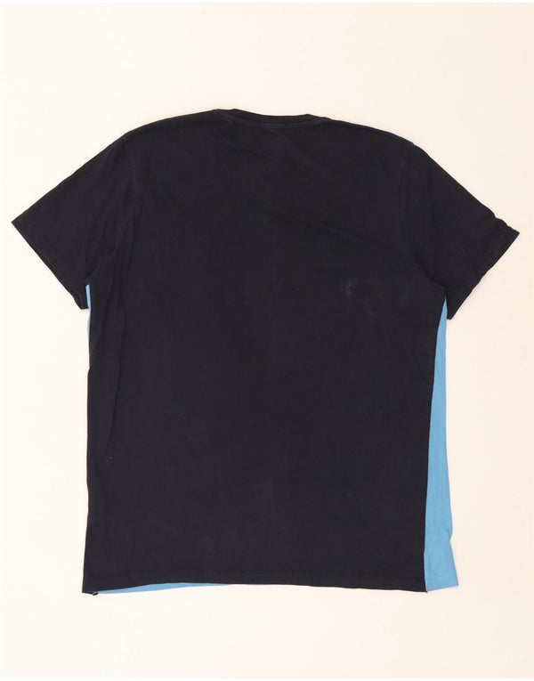 Мужская футболка с рисунком JACK & JONES, топ XL, темно-синий, хлопок с цветными блоками