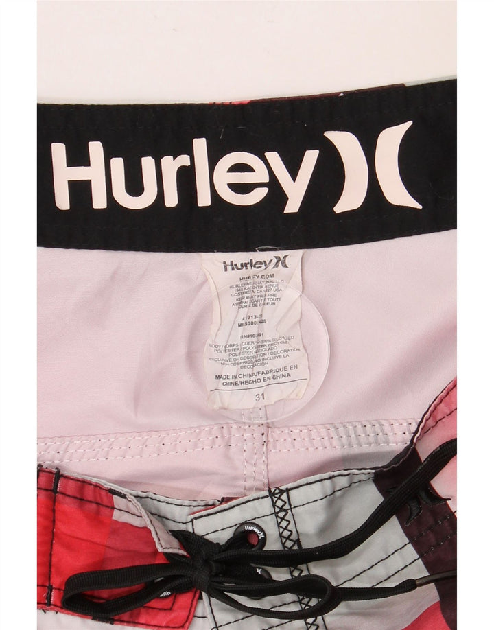 HURLEY Мужские шорты для плавания, красный полиэстер в клетку