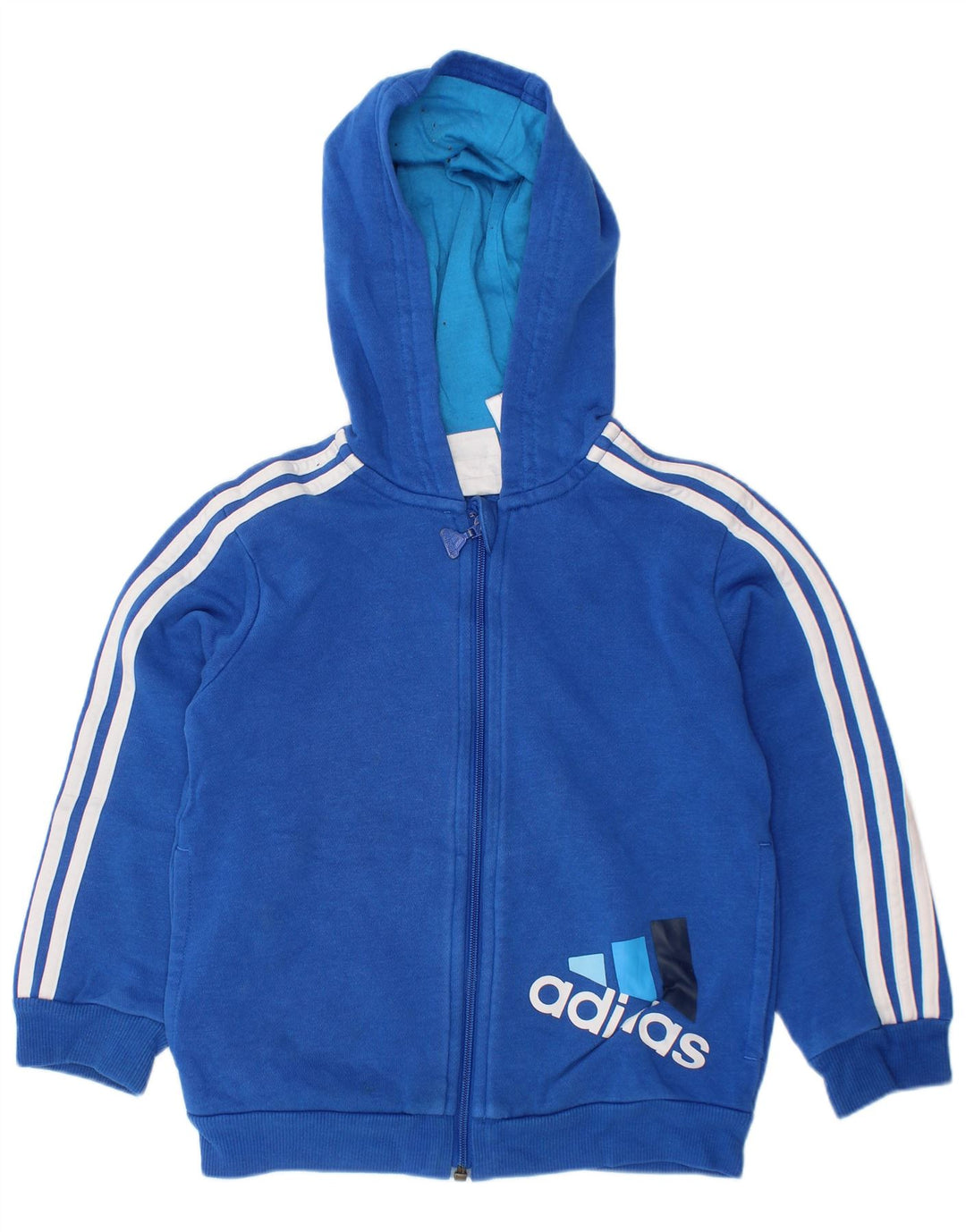 ADIDAS Свитер с капюшоном и молнией с графическим рисунком для мальчиков 3-4 лет, синий хлопок