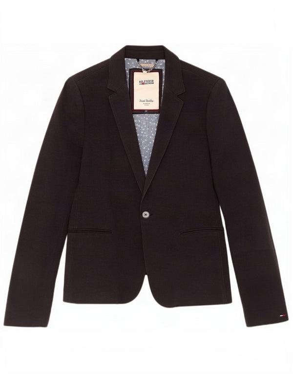Tommy Hilfiger Womens 1 Button Blazer Jacket UK 12 Medium Navy Blue Cotton