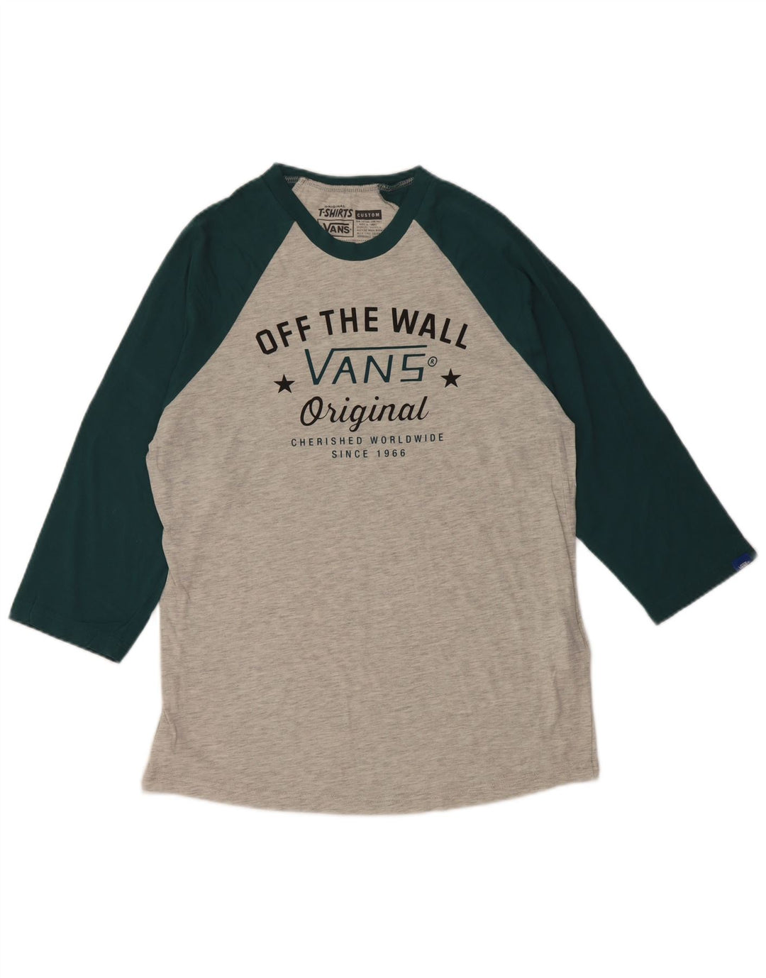 Мужской топ с рисунком VANS на заказ, рукав 3/4, маленький серый, хлопок с цветными блоками