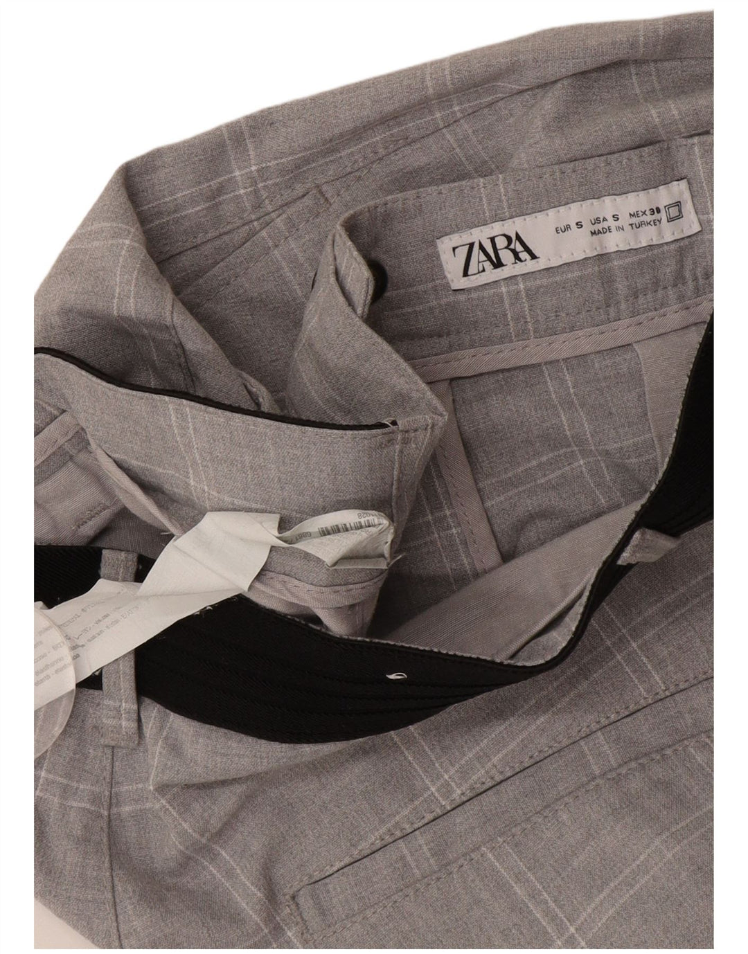 Мужские брюки чинос ZARA, маленькие, серые, полиэстер в клетку, W30 L29