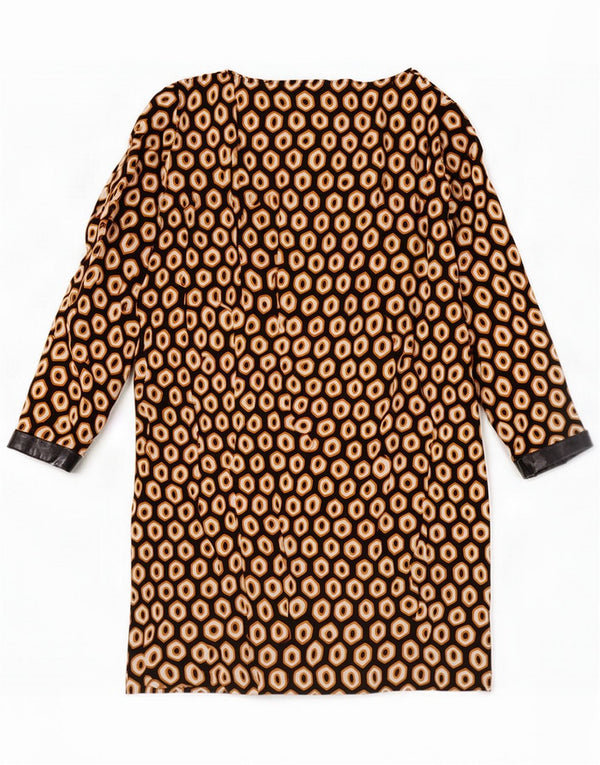 Zara Женское платье прямого кроя с рукавами 3/4, UK 18 XL, разноцветное с геометрическим узором