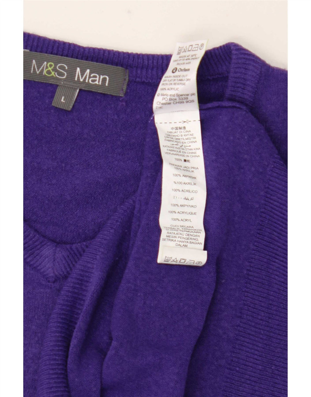 Мужской джемпер с v-образным вырезом Marks & Spencer, большой фиолетовый акрил