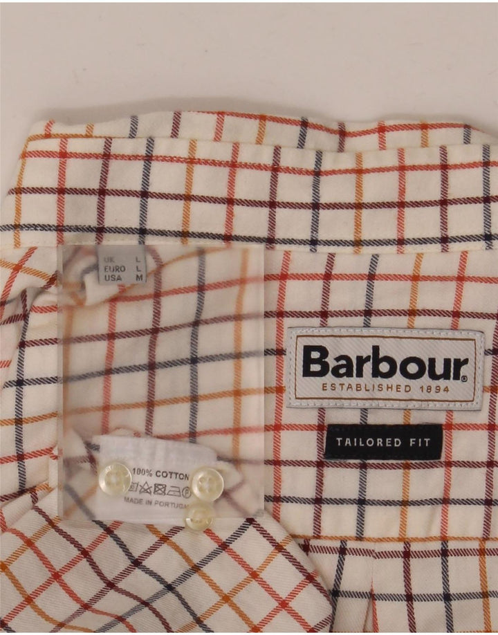 Мужская приталенная рубашка Barbour в крупную белую клетку из хлопка