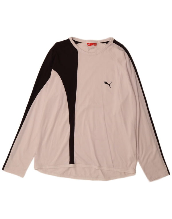 Мужской топ Puma с длинным рукавом XL белого цвета с цветными блоками