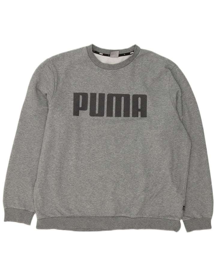 Мужской свитшот с рисунком Puma 2XL серый в крапинку