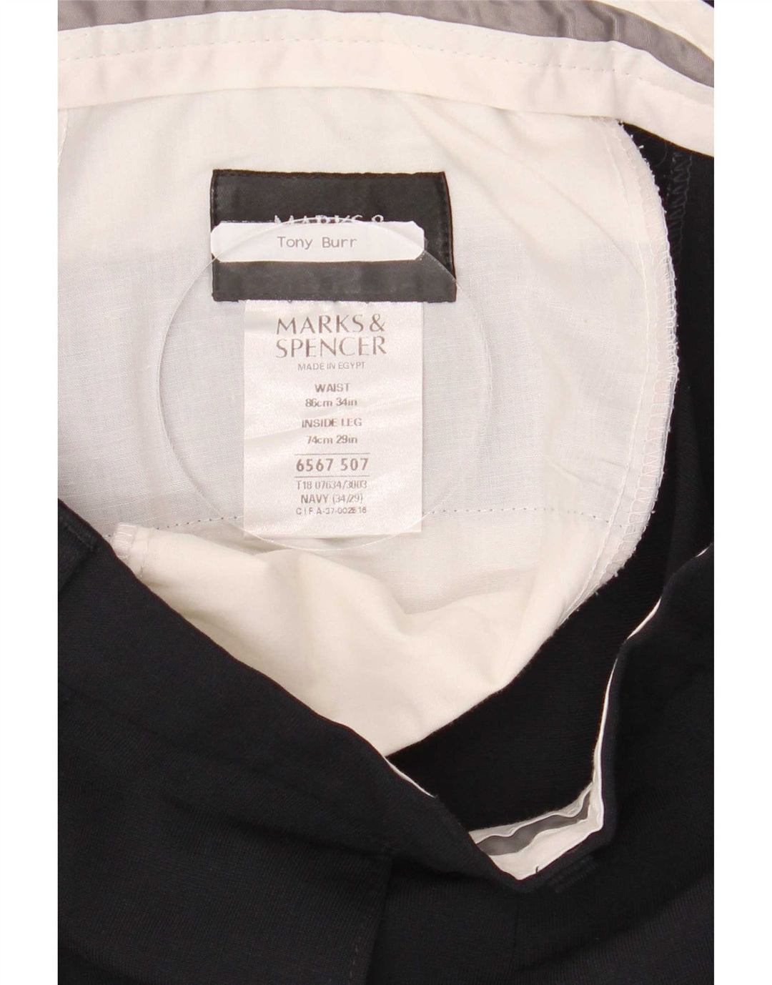 Мужские костюмные брюки Marks & Spencer W34 L29 темно-синие из полиэстера
