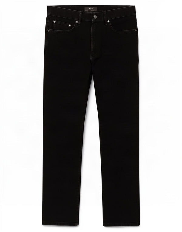 Мужские прямые джинсы Marks & Spencer W32 L31, черный хлопок