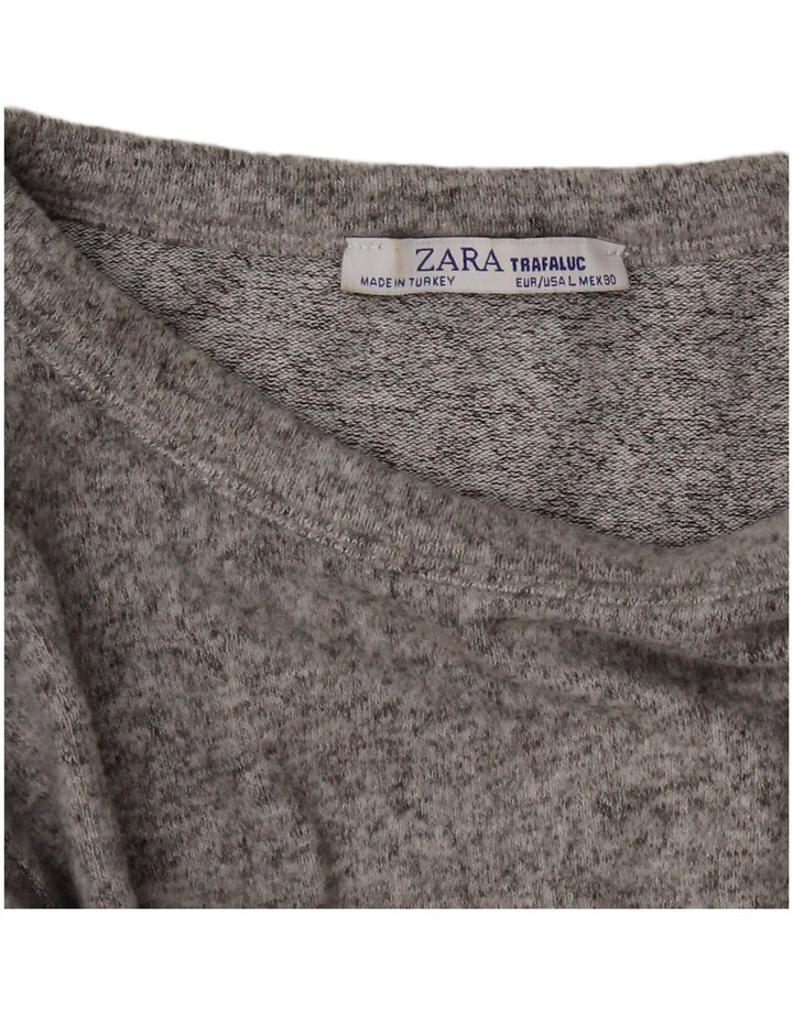 Женский укороченный топ Zara с длинным рукавом UK 14, большой серый