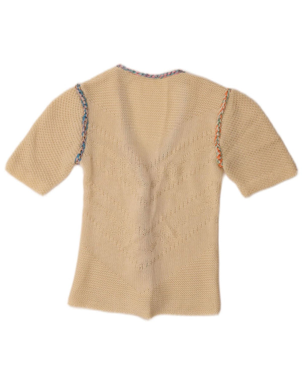 Винтажный женский кардиган с коротким рукавом UK 4 XS Off White