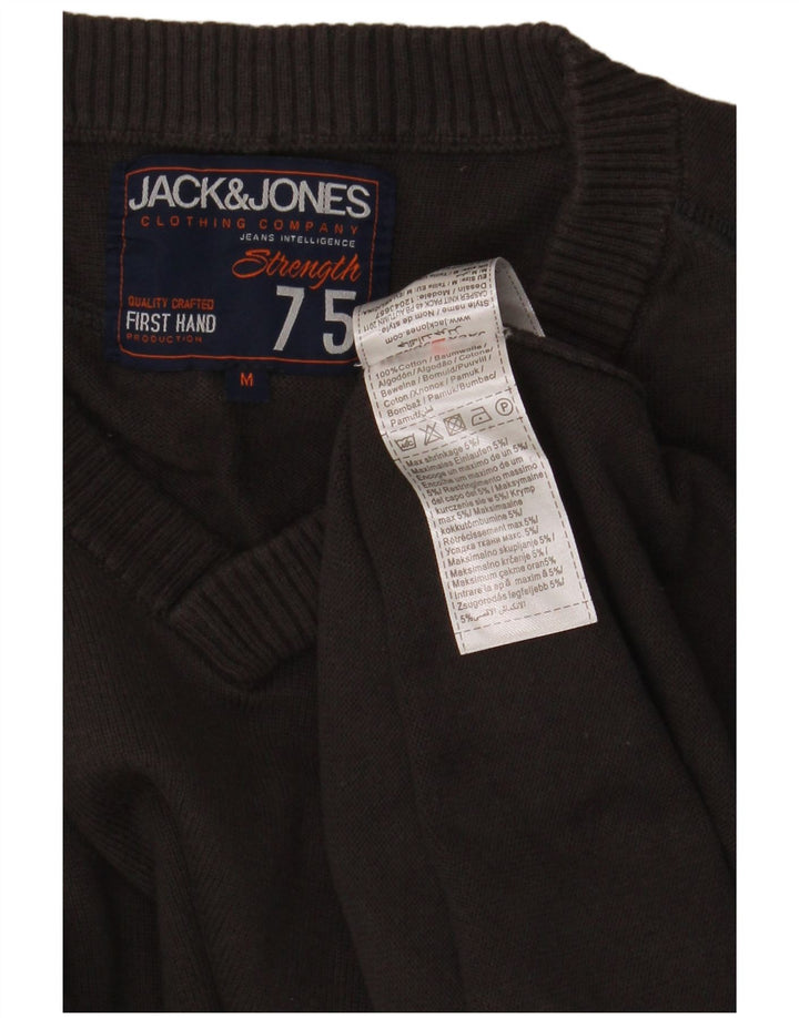 Мужской джемпер с v-образным вырезом Jack & Jones, средний серый хлопковый свитер